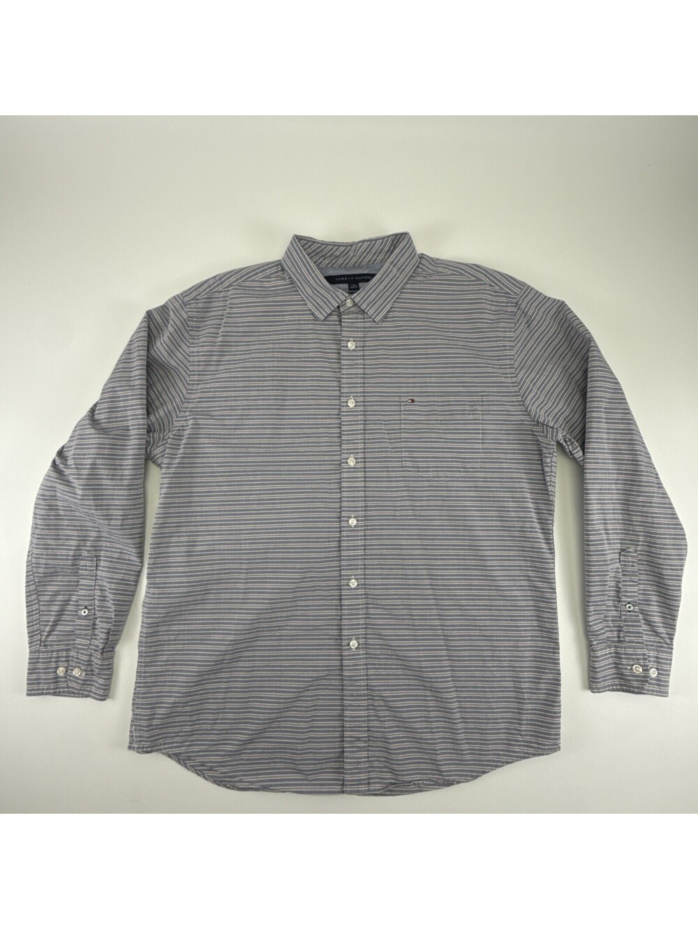 Tommy Hilfiger Mens XL Horizontal Striped Button Down Long Sleeve (faded)